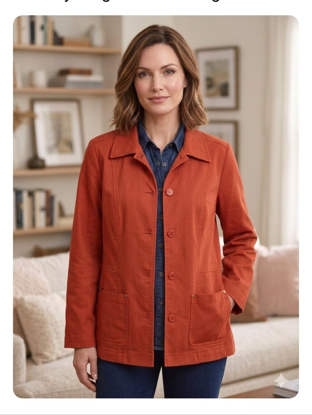 Koret Rust Orange Button-Front Blazer Jacket